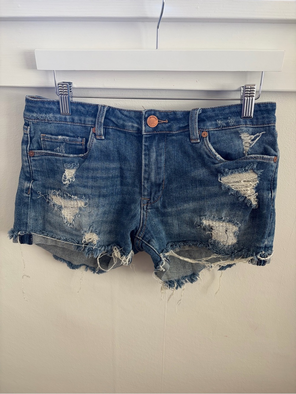 Blank NYC Distressed Denim Cutoff Shorts - Dark Blue